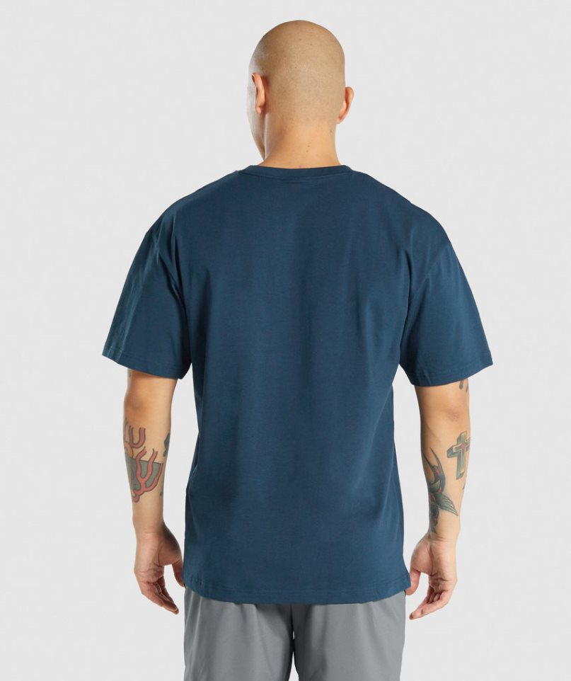 Men's Gymshark Essential Oversized T-Shirts Navy | NZ 0KVDUL